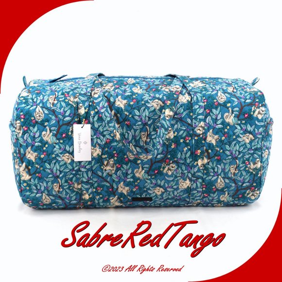 Vera Bradley Quilted Large Traveler Duffel Gym Bag Hanging Around Sloth - Picture 1 of 6
